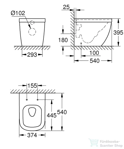 Grohe Euro Ceramic Rimless álló wc(falhoz) 39339000
