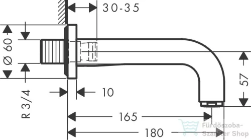 Hansgrohe AXOR CITTERIO 16,5 cm-es kádkifolyó,szálcsiszolt fekete króm 39410340