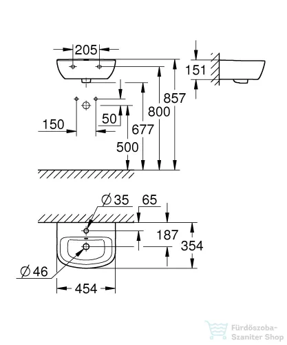 Grohe BAU CERAMIC 45,3x35,4 cm-es mosdó,fehér 39424000