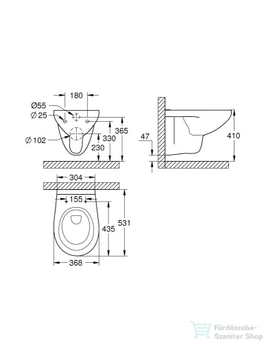 Grohe Bau Ceramic perem nélküli függesztett wc,fehér 39427000