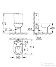 Grohe Bau Ceramic hátsó kifolyású monoblokkos wc,fehér 39428000