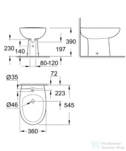 Grohe BAU CERAMIC álló bidé,fehér 39432000