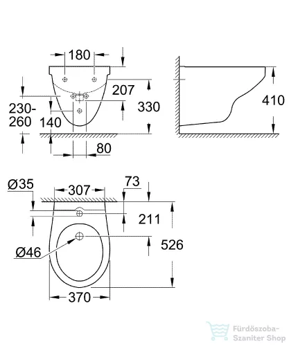 Grohe BAU CERAMIC fali bidé,fehér 39433000