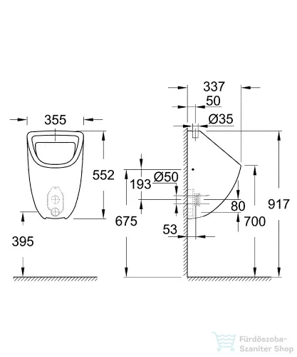 Grohe  BAU CERAMIC felső bekötésű vizelde,fehér 39439000