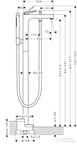 Hansgrohe AXOR CITTERIO szabadon álló kádtöltő csaptelep,polírozott vörös arany hatású 39440300