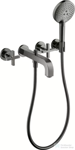 Hansgrohe AXOR CITTERIO falsík alatti kádtöltő csaptelep zuhanyszettel,polírozott fekete króm 39447330