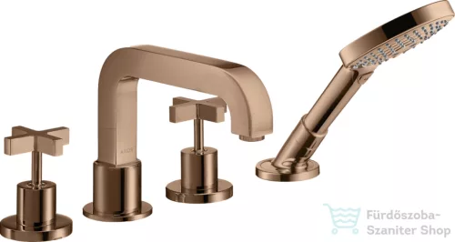 Hansgrohe AXOR CITTERIO 4 üléses peremre szerelhető kádtöltő csaptelep zuhanyszettel,polírozott vörös arany hatású 39453300
