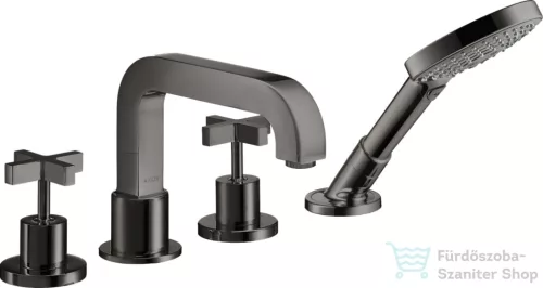 Hansgrohe AXOR CITTERIO 4 üléses peremre szerelhető kádtöltő csaptelep zuhanyszettel,polírozott fekete króm 39453330