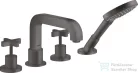 Hansgrohe AXOR CITTERIO 4 üléses peremre szerelhető kádtöltő csaptelep zuhanyszettel,szálcsiszolt fekete króm 39453340