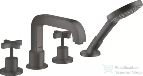 Hansgrohe AXOR CITTERIO 4 üléses peremre szerelhető kádtöltő csaptelep zuhanyszettel,szálcsiszolt fekete króm 39453340