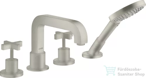Hansgrohe AXOR CITTERIO 4 üléses peremre szerelhető kádtöltő csaptelep zuhanyszettel,rozsdamentes acél hatású 39453800