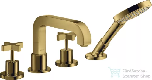 Hansgrohe AXOR CITTERIO 4 üléses peremre szerelhető kádtöltő csaptelep zuhanyszettel,polírozott arany hatású 39453990