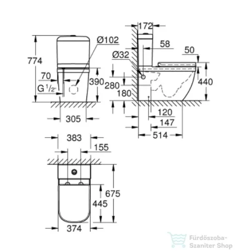 Grohe Euro Ceramic perem nélküli monoblokkos wc Szett 39462000