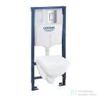 Grohe Solido falra szerelhető WC szett, mélyöblítésű WC soft close ülőkével, Even króm nyomólappal 39467000