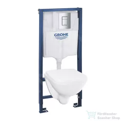   Grohe Solido falra szerelhető WC szett, mélyöblítésű WC soft close ülőkével, Even króm nyomólappal 39467000