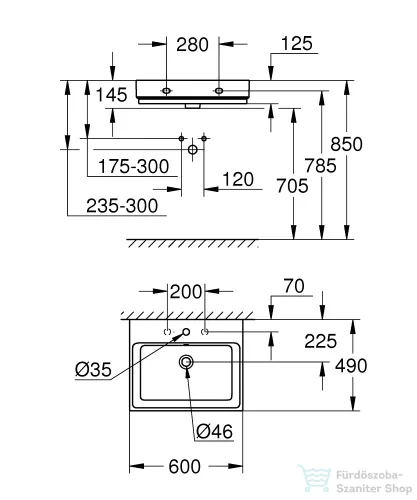 Grohe CUBE CERAMIC 60x49 cm-es mosdó,fehér 3947300H