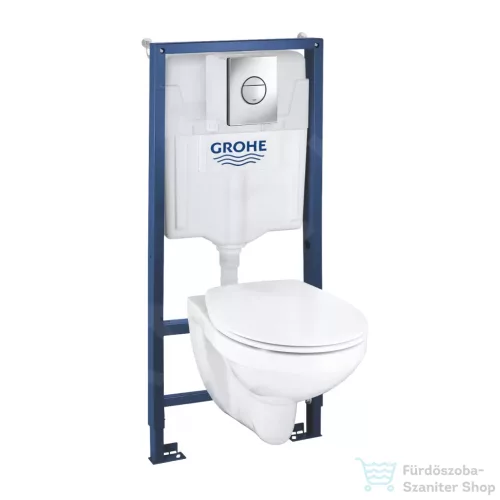 Grohe Solido falra szerelhető WC szett, Bau Ceramic WC soft close ülőkével, Sail króm nyomólappal 39499000