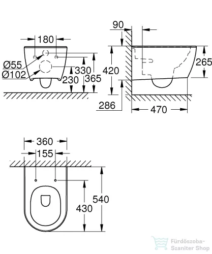 Grohe Essence perem nélküli függesztett wc 3957100H