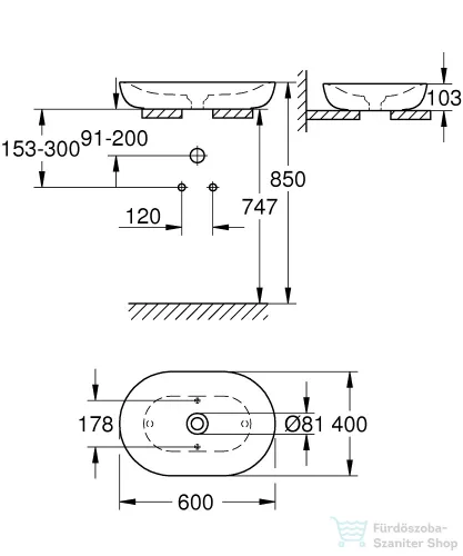 Grohe Essence 60x40 mosdótál 3960800H