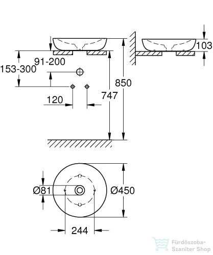 Grohe Essence 45cm-es mosdótál 3960900H