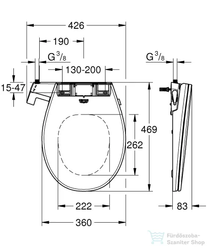 Grohe BAU CERAMIC manuális bidés wc ülőke,fehér 39648SH0
