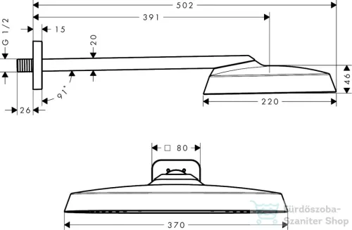 Hansgrohe AXOR SHOWERSPHERE 37x22 cm-es esőztető zuhanykarral, szálcsiszolt sárgaréz 39748950