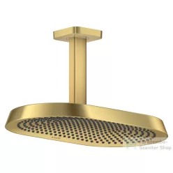   Hansgrohe AXOR SHOWERSPHERE Ecosmart 37x22 cm-es 2 jet mennyezeti esőztető zuhanykarral, alaptest nélkül, szálcsiszolt arany hatású 39758250