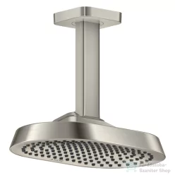   Hansgrohe AXOR SHOWERSPHERE Ecosmart+ 25x16 cm-es 1 jet mennyezeti esőztető zuhanykarral, rozsdamentes acél hatású 39771800