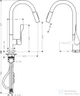 Hansgrohe AXOR CITTERIO Eco kihúzható fejes mosogató csaptelep 250 2 jet, króm 39832000