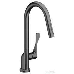  Hansgrohe AXOR CITTERIO Ecosmart kihúzható fejes mosogató csaptelep 250 2 jet, szálcsiszolt fekete króm 39832340