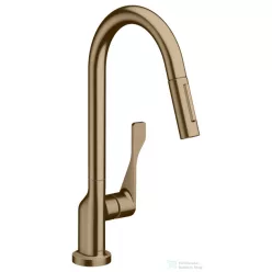   Hansgrohe AXOR Citterio egykaros konyhai csaptelep kihúzható zuhanyfejjel DN15, szálcsiszolt bronz 39835140