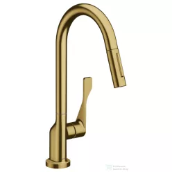   Hansgrohe AXOR Citterio egykaros konyhai csaptelep kihúzható zuhanyfejjel DN15, szálcsiszolt arany hatású 39835250
