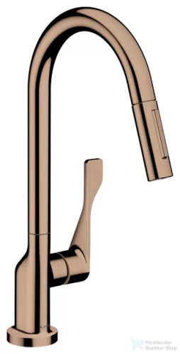 Hansgrohe AXOR Citterio egykaros konyhai csaptelep kihúzható zuhanyfejjel DN15, polírozott vörös arany hatású 39835300