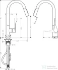 Hansgrohe AXOR Citterio egykaros konyhai csaptelep kihúzható zuhanyfejjel DN15, polírozott vörös arany hatású 39835300