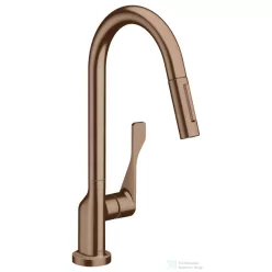  Hansgrohe AXOR Citterio egykaros konyhai csaptelep kihúzható zuhanyfejjel DN15, szálcsiszolt vörös arany hatású 39835310