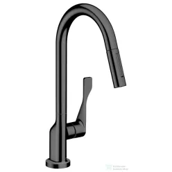   Hansgrohe AXOR Citterio egykaros konyhai csaptelep kihúzható zuhanyfejjel DN15, polírozott fekete króm 39835330