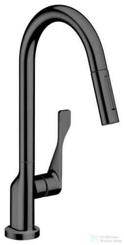 Hansgrohe AXOR Citterio egykaros konyhai csaptelep kihúzható zuhanyfejjel DN15, polírozott fekete króm 39835330