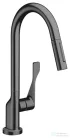 Hansgrohe AXOR Citterio egykaros konyhai csaptelep kihúzható zuhanyfejjel DN15, szálcsiszolt fekete króm 39835340