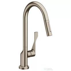   Hansgrohe AXOR Citterio egykaros konyhai csaptelep kihúzható zuhanyfejjel DN15, szálcsiszolt nikkel 39835820