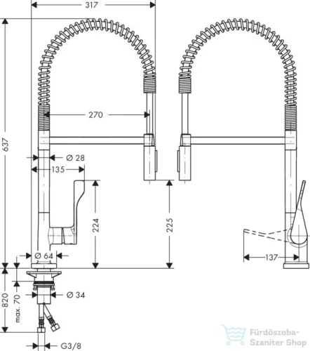 Hansgrohe AX Citterio Semi-Pro egykaros konyhai csaptelep DN15, króm 39840000