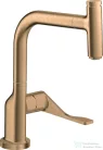 Hansgrohe AXOR CITTERIO Select egykaros konyhai csaptelep kihúzható zuhanyfejjel, szálcsiszolt bronz 39861140