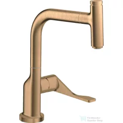   Hansgrohe AXOR CITTERIO Select egykaros konyhai csaptelep kihúzható zuhanyfejjel, szálcsiszolt bronz 39861140
