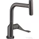 Hansgrohe AXOR CITTERIO Select egykaros konyhai csaptelep kihúzható zuhanyfejjel, szálcsiszolt fekete króm 39861340