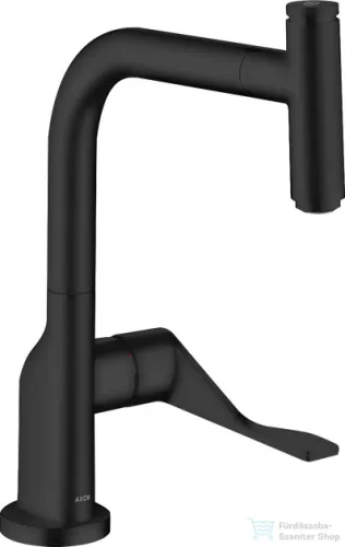 Hansgrohe AXOR CITTERIO Select egykaros konyhai csaptelep kihúzható zuhanyfejjel, matt fekete 39861670