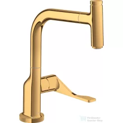   Hansgrohe AXOR CITTERIO Select egykaros konyhai csaptelep kihúzható zuhanyfejjel, polírozott arany hatású 39861990