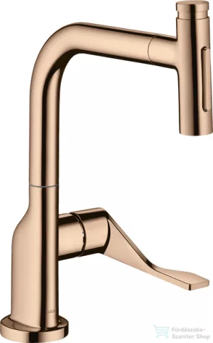 Hansgrohe AXOR CITTERIO Select S-Box egykaros konyhai csaptelep kihúzható zuhanyfejjel,2 jet, polírozott vörös arany hatású 39862300