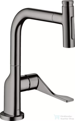 Hansgrohe AXOR CITTERIO Select S-Box egykaros konyhai csaptelep kihúzható zuhanyfejjel,2 jet, polírozott fekete króm 39862330
