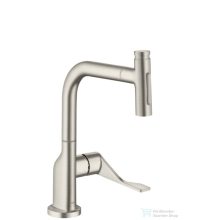   Hansgrohe AXOR CITTERIO Select S-Box egykaros konyhai csaptelep kihúzható zuhanyfejjel,2 jet, rozsdamentes acél hatású 39862800