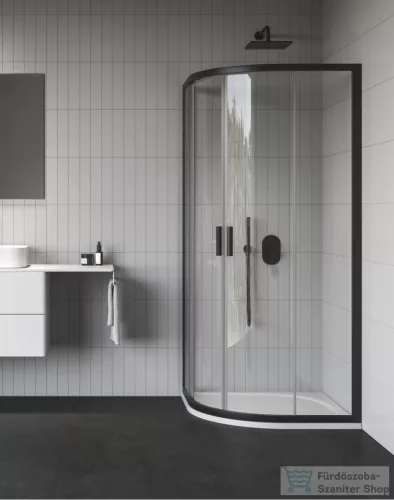 Ravak BLIX II NBLCP4 80x80 negyedköríves tolóajtós zuhanykabin, transparent üveg, fekete 3BM40300Z1