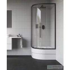   Ravak BLIX II NBLCP4 Sabina 80x80 negyedköríves tolóajtós zuhanykabin,transparent üveg, fekete 3BM40340Z1
